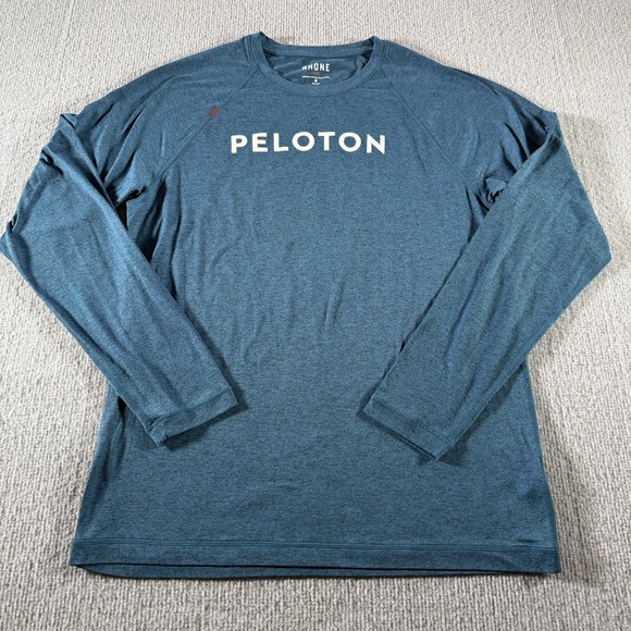 Rhone x Peloton Mens Medium Long Sleeve Athletic Stretch T-Shirt Blue Tee Gym - Picture 2 of 8